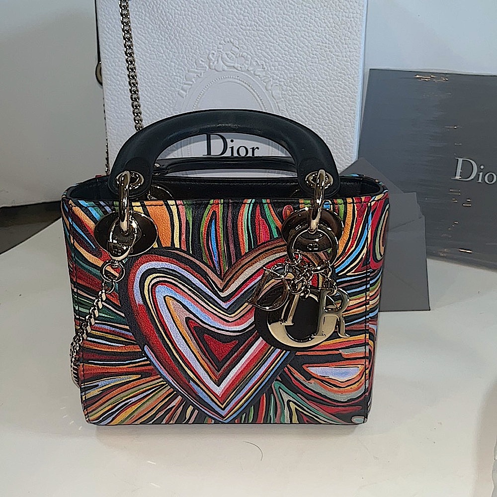 Lady Dior MiniHeart Design multicolor leather Limited Edition Purse/Crossbody
